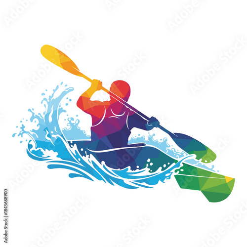 Geometric Kayak Paddler Water Splash