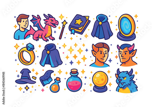 Fantasy Transformation Icons. Fantasy Transformation. Colorful i