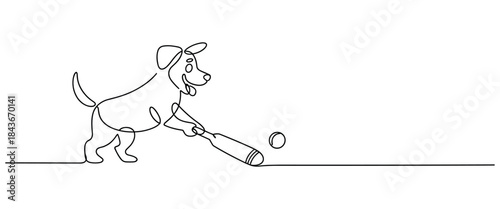 Cartoon Dog Playing Baseball with Bat