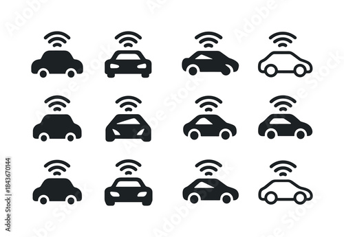 Self-Driving Car Logos. self-driving cars. Icon set. Set Logo of