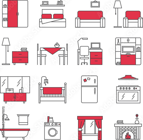 home appliances icons set