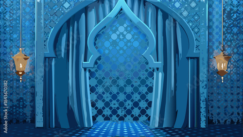 Camels silhouetted against a desert sunset reflection Two camels by a desert oasis at sunset 