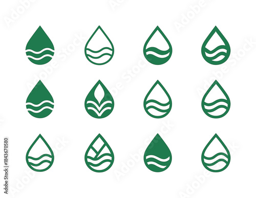 Algal Bloom Icons. Algal bloom control. Icon set. Set Logo of al