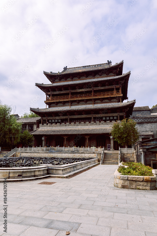 Fototapeta premium Traditional multi tiered Chinese building in Gubei Water Town China