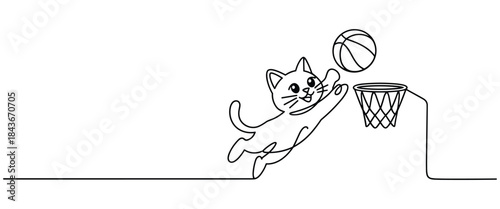 Cat Playing Basketball in MidAir