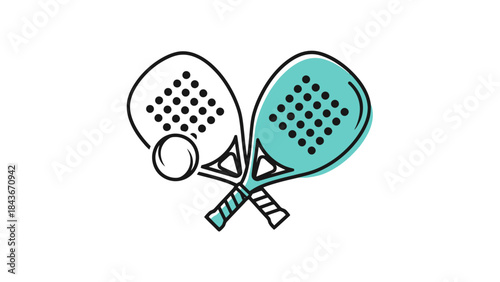 Dynamic Pair of Modern Tennis Rackets with Balls for Sports and Fitness Themes