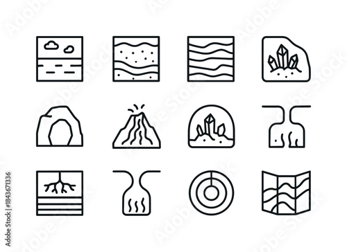 Earth Layers Icons. Earth Layers. Line icon set of Earth Layers: