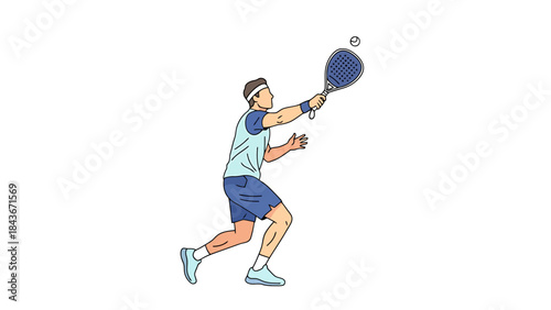Young Man Playing Tennis in a Sunny Outdoor Court