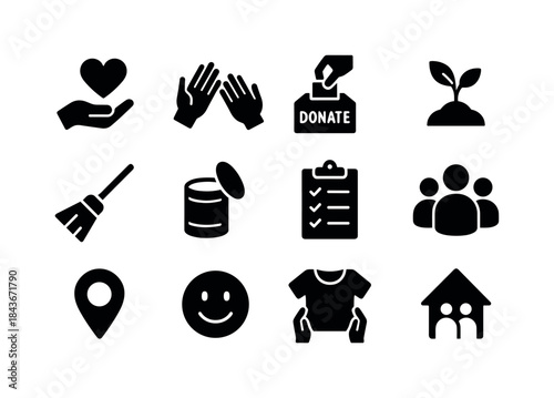 Youth Volunteering Icons. Youth volunteering. Solid icon set of