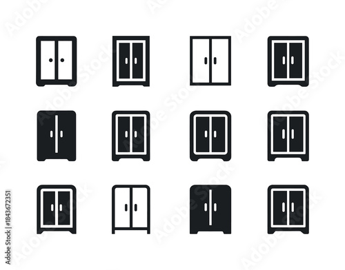 Vertical Storage Logos. Team endurance. Solid icon set of team e