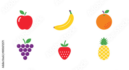 Colorful fruit icons collection