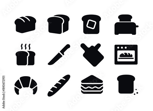 Sliced Bread Icons. Sliced Bread. Solid icon set of Sliced Bread