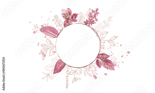 Botanical Herbal Frame with Green Leaves for Organic Branding - Herbal illustration forming a green botanical frame with copy space for organic products and wellness communication.