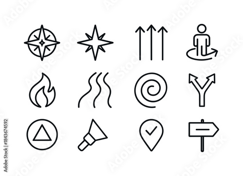 Destiny & Purpose Icons. Destiny & Purpose. Line icon set of Des