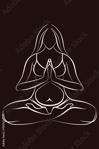 Continuous Line Pregnant Yoga Pose