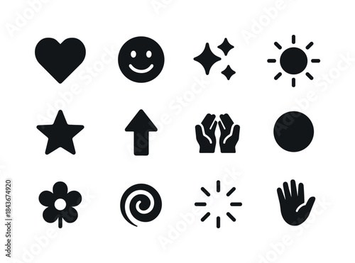 Icons of Positivity. Emotional positivity. Solid icon set of emo