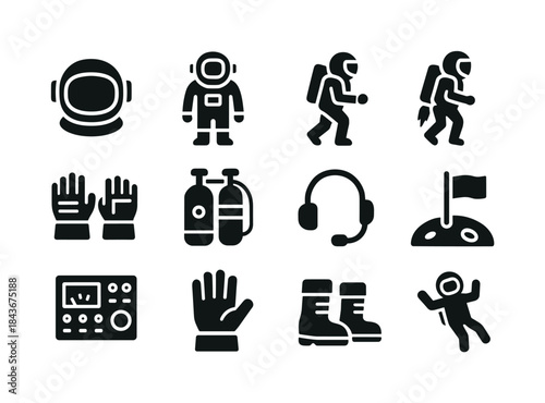 Astronaut Icons Set. Astronaut. Solid icon set of Astronaut: ast