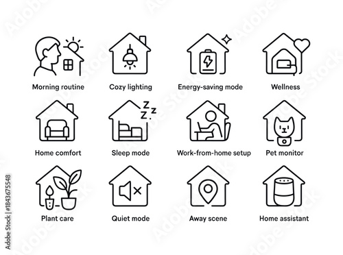 Smart Home Icon Set. Smart home lifestyle. Line icon set of smar