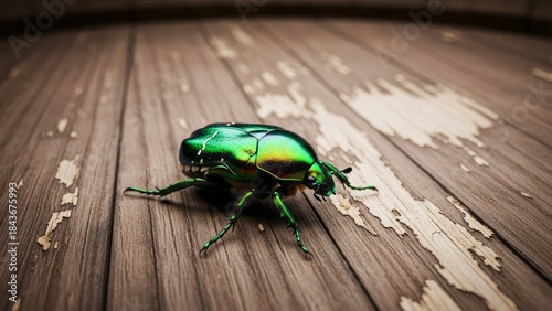 Colorful Beetle on Wooden Surface Insect Macro Nature. Concept featuring beetle, insect, macro, nature, entomology.
