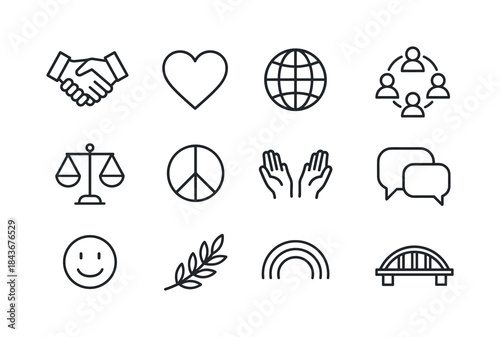 Symbolic Tolerance Icons. Tolerance. Line icon set of Tolerance: