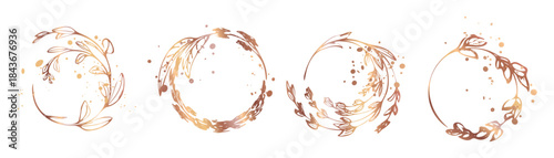 Minimal Botanical Wreath Collection with Fine Line Leaf Illustrations - Minimal botanical wreaths created with fine line leaves, ideal for modern branding, invitations, elegant nature themed designs.