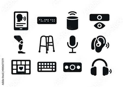 Assistive Technology Icons. Assistive Technology. Solid icon set