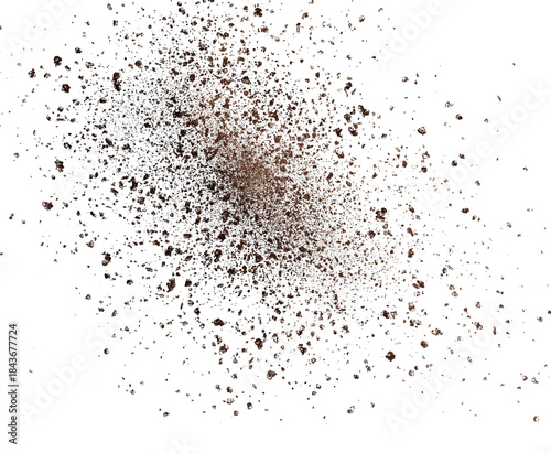 Brown and White Granules Explosion isolated on a transparent background