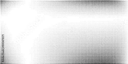 Composition of network of rows of green dots and copy space on black background. Global digital interface, computing and data processing concept digitally generated image.