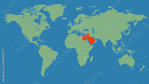 Vector illustration of the world map showing the continents of Europe, Asia, America, and Australia for a global travel and geography atlas design