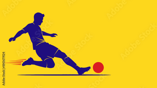 Dynamic Soccer Action: A dynamic illustration captures a soccer player in full motion, kicking the ball with precision and power.