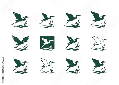 Wetlands Icon Set. preserving wetlands. Icon set. Set Logo of pr