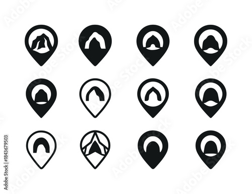 Caving Adventure Logos. Caving and spelunking adventures. Icon s