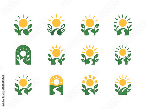 Sunlit Path Logos. Sunlit paths. Icon set. Set Logo of Sunlit pa