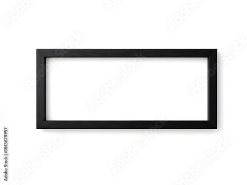 Elegant black rectangular picture frame with a subtle wood grain texture isolated on white