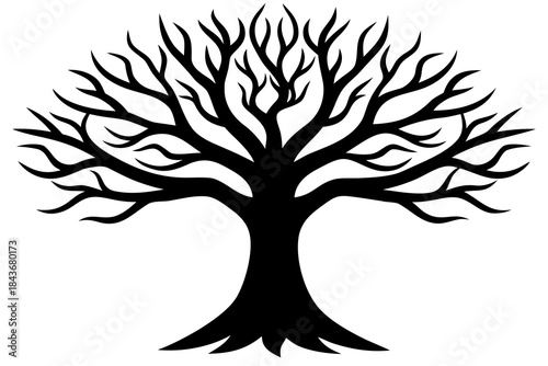 Bare Tree Silhouette Vector – Nature, Winter, Life, Death, Family Tree Design

