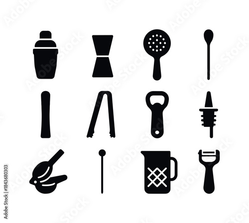 Mixology Tools Icons. Mixology Tools. Solid icon set of Mixology