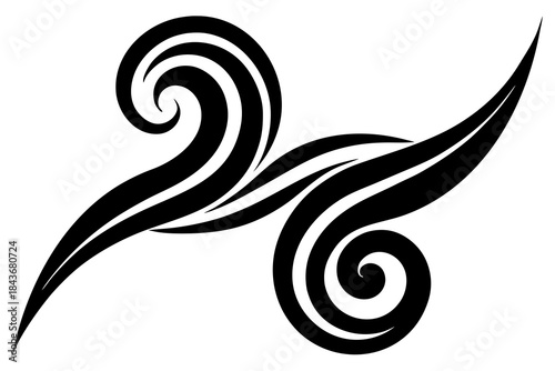 Abstract Wave Swirl – Tribal Vector Art for Tattoos, Logos & Ocean Design

