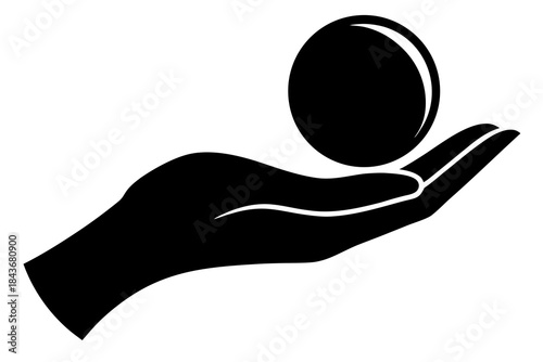 Hand Holding Sphere Silhouette – Vector Art for Care, Protection & Global Design

