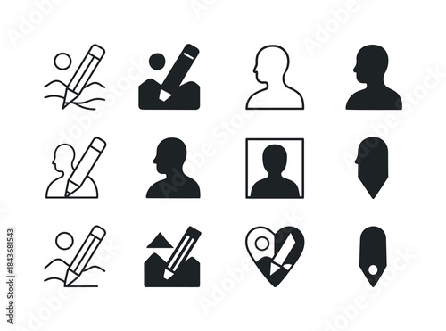 Artistic Logo Variations. Drawing and sketching landscapes or po