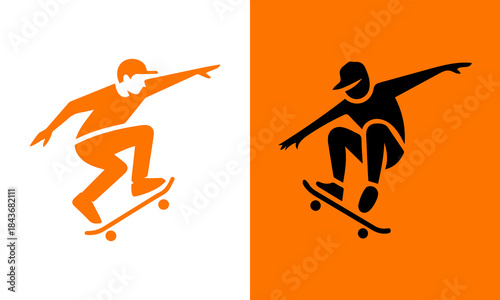 Dynamic silhouette of a skateboarder performing an aerial trick against contrasting backgrounds
