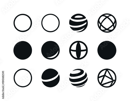 Sphere Icon Variations. Sphere. Icon set. Set Logo of Sphere: sp