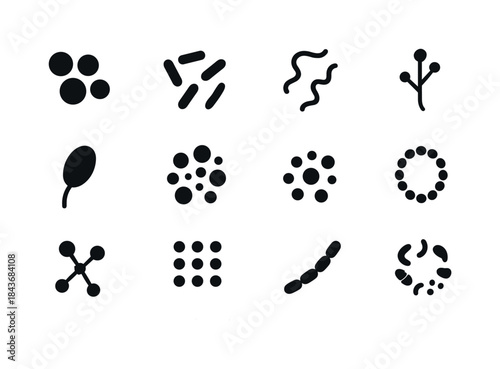 Microbial Diversity Icons. Microbial Diversity. Solid icon set o