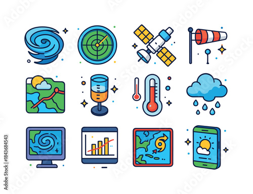 Weather Icons Set. Weather Forecasting. Colorful isometric vecto