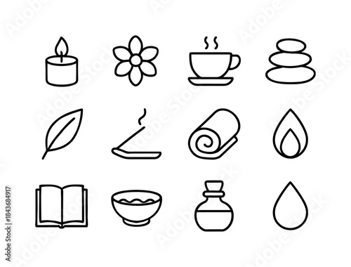 Relaxation Icon Set. Relaxation. Line icon set of Relaxation: ca