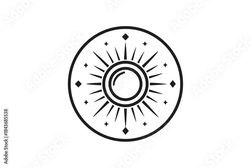circular sun with diamond rays icon