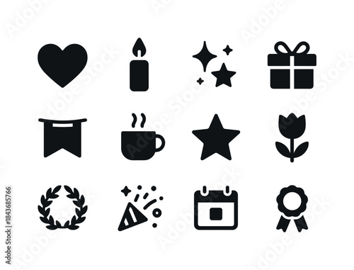 Life Celebration Icons. Life Celebrations. Solid icon set of Lif