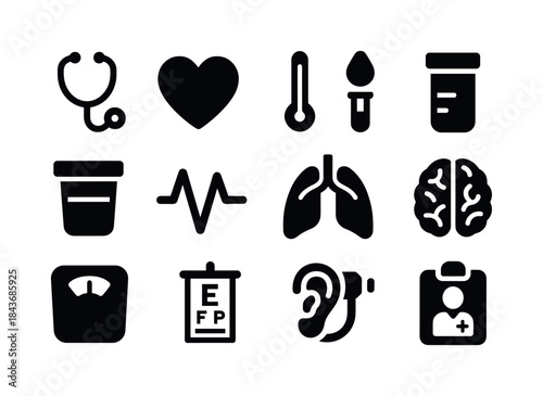 Wellness Icon Set. Wellness Check. Solid icon set of Wellness Ch