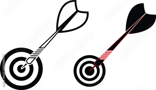 Target and Dart Icon | Bullseye Success Symbol | Goal Achievement Vector