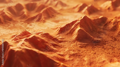 Fototapeta Naklejka Na Ścianę i Meble -  Abstract rendering of a desert landscape with undulating sand dunes terrain