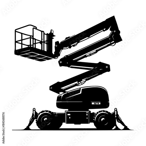 cherry picker machine silhouette , cherry picker machine vector